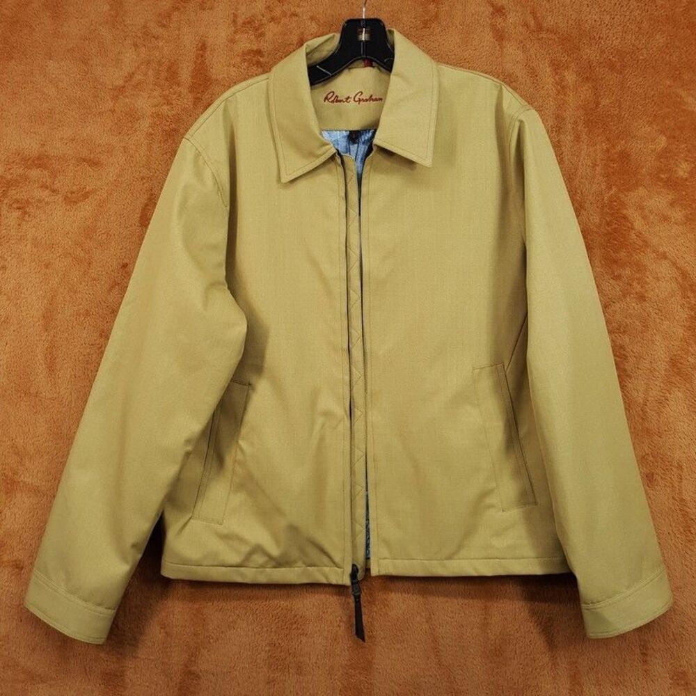 Robert Graham Jacket Mens Medium Tan Zip Up Water Resistant Lined